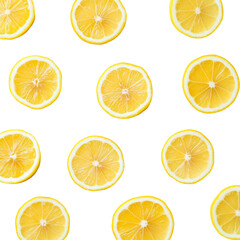 Poster - Vibrant lemon slices scattered on stark backdrop, creating a refreshing visual rhythm with isolated clarity