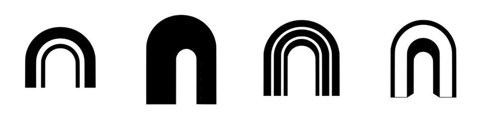 Poster - Vector illustration icons of arches in black and white style showcasing various designs and patterns suitable for modern graphic applications