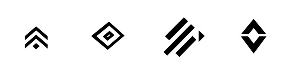 Poster - Vector illustration of various black and white icons depicting geometric shapes for design purposes