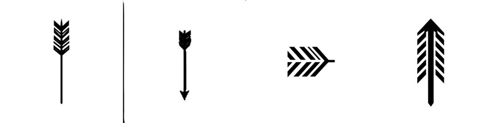 Poster - Unique vector icons showcasing various arrow designs in black and white for graphic use