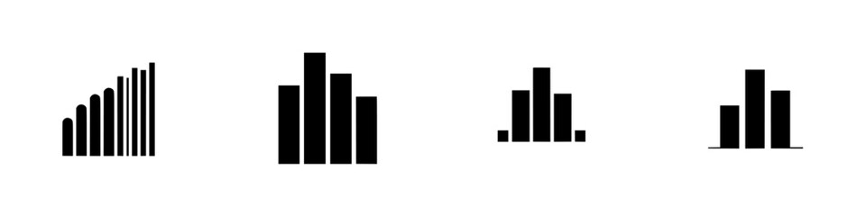 Poster - Vector illustration of black and white bar graphs representing data analysis in a modern style
