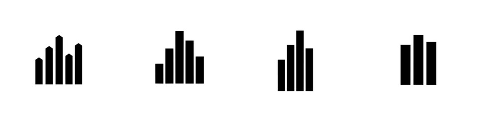 Poster - Vector illustration of black and white icons representing data or statistical graphs for various uses in design