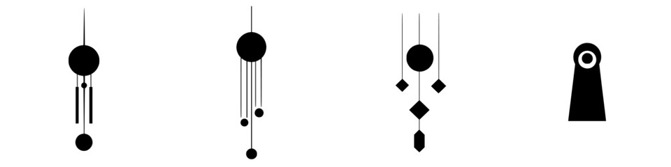 Poster - Vector illustration of black and white decorative hanging elements with geometric shapes and lines