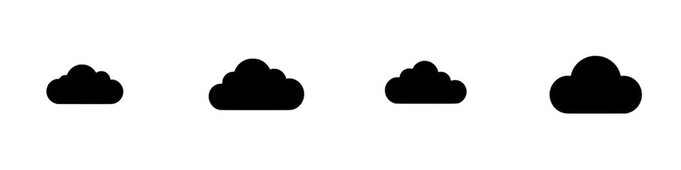 Poster - Vector illustration of black and white cloud icons representing various shapes and sizes for design applications