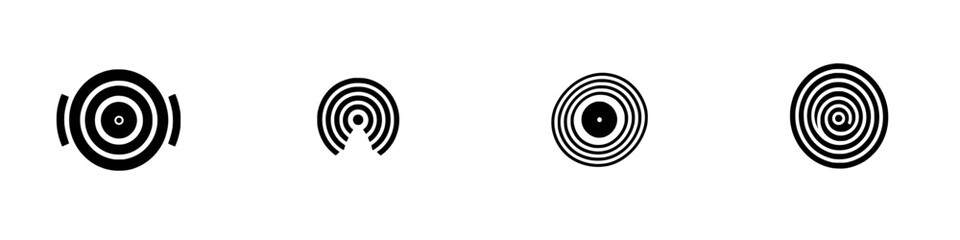 Poster - Black and white vector illustration of concentric circular designs with varying patterns and radiating lines