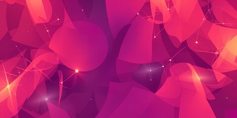 Poster - abstract pink and purple background with geometric shapes and connecting lines design