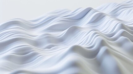 Poster - Abstract white flowing waves resembling fabric. Background image of 3D rendering art with wavy texture or monochrome wall with ocean wave. Digital artwork for minimalist and modern design. AIG51.