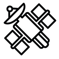Fototapete - Satellite with antenna dish line icon, cosmos concept. Vector graphics. Orbital space satellite sign on white background, style for mobile or design.
