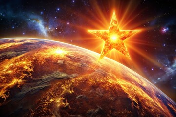 Wall Mural - Close-Up Star Surface: Glowing Plasma & Solar Flare Details - Low Light Astronomy Stock Photo