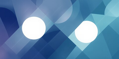 Poster - Abstract blue background with overlapping geometric shapes and two white circles