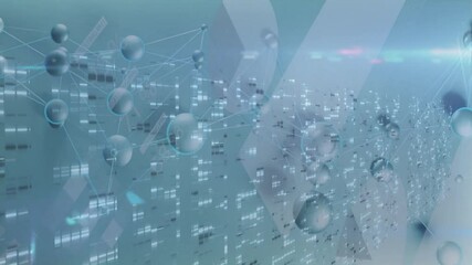 Poster - Network cluster being displayed with metallic spheres, glowing lines and data bars in 3D render