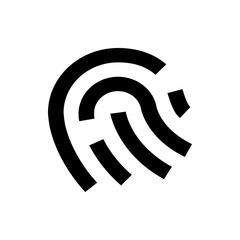 Poster - Abstract fingerprint design with curved lines and black fill on a white background for identification use