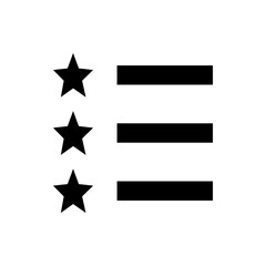 Poster - three stars aligned vertically next to three horizontal bars in a black and white minimalist design