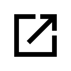 Poster - Black outline of a square with a gap on the top and right side and an arrow pointing upwards inside it
