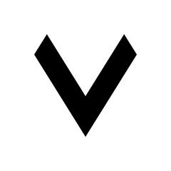 Poster - Black down arrow icon centered on a white background indicating downward direction or selection option availabl