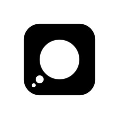 Poster - Black rounded square with a large white circle inside and two smaller white circles in the corner area
