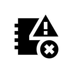 Poster - A black and white icon showing a notebook with an alert sign and a cross mark indicating error state