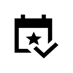Poster - Black calendar icon with a star inside and a check mark below indicating a scheduled event of importance