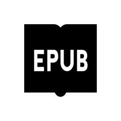 Poster - Illustration of an epub logo with white text on a black background representing digital publishing format