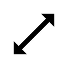 Poster - Black diagonal arrow pointing in both directions on a white background indicating expansion and contraction