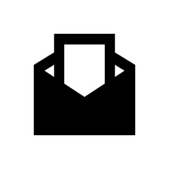 Poster - Stylized black envelope icon with open flap revealing a white interior and two small triangles visible
