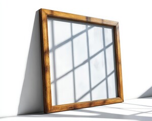 Poster - Framed window casting geometric shadows on a wall.