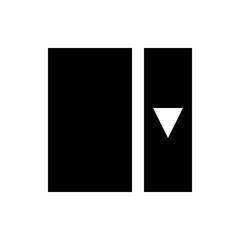 Poster - Black and white graphic featuring a vertical white bar and a downward pointing triangle on the right side