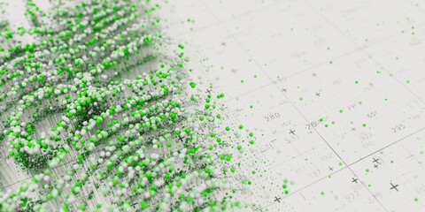 Poster - Abstract data clusters visualization. AI technology neural patterns. Digital information presentation, futuristic graph. 