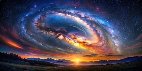 Wall Mural - Cosmic Star Trails: Long Exposure Night Sky Photography