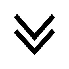 Poster - Two downward pointing chevron arrows stacked vertically in a simple black and white illustration style image
