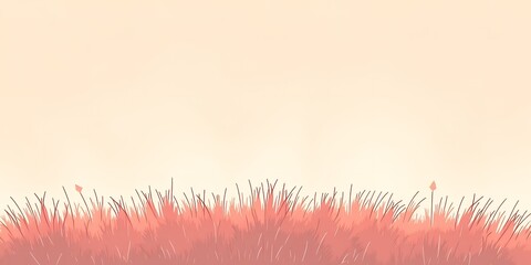 Poster - A pastel illustration of tall grass with a light sky in the background simple and minimal