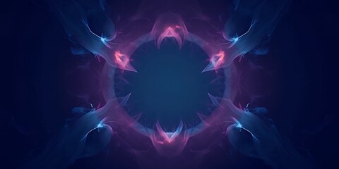 Poster - abstract dark blue and pink circular design with glowing edges and central dark space