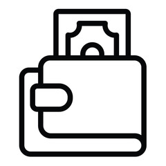 Poster - wallet with banknote line icon, charity concept. vector graphics. money in leather purse, donation s