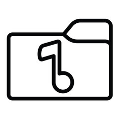 Poster - Music folder line icon, windows pack concept. Vector graphics. Folder with music note, multimedia sign on white background, style for mobile or design.