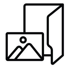 Poster - Gallery folder line icon, windows pack concept. Vector graphics. Folder with images and pictures, multimedia sign on white background, style for mobile or design.