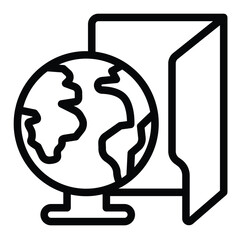 Poster - Network folder with connection line icon, windows pack concept. Vector graphics. Folder and planet earth with wire sign on white background, style for mobile or design.