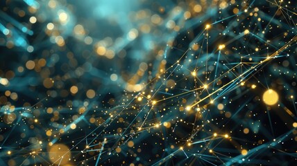 Poster - Wonderful picture of colorful light sparkling particles scattered become structure of space, create abstract dynamic effect perfect for designs that aim to evoke sense of energetic and fantasy. AIG53.
