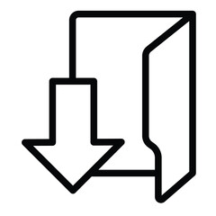 Fototapete - Downloads folder line icon, windows pack concept. Vector graphics. Folder with down arrow, downloading sign on white background, style for mobile or design.