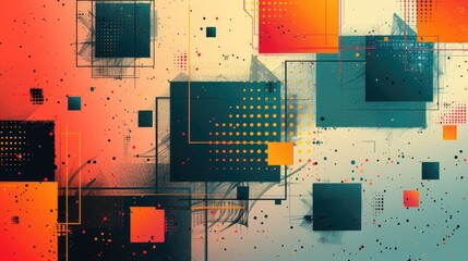 Fototapete - The abstract picture of the multiple colored square shape gathering in the bright background, geometry is mathematics that study shapes, sizes, properties, and dimensions of objects and spaces. AIG51.