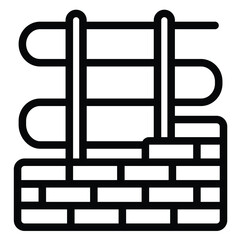 Poster - Brick wall with electrical wiring line icon, electrician service concept. Vector graphics. Electricity safety, repair sign on white background, style for mobile or design.
