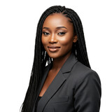 Woman with braids wearing blazer on transparent background