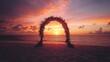 © ARA graphics - Romantic sunset beach wedding arch