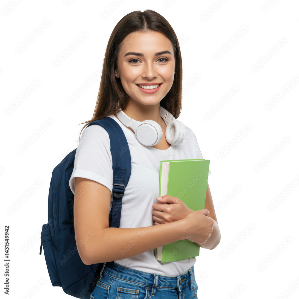 Smiling student holding book on transparent background Stock Photo ...