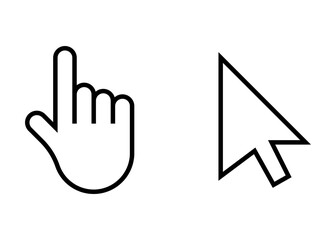 Poster - Cursor Icons, Hand Pointer and Arrow Symbol, Click Elements, Flat Design, Digital UI Graphics, cursor and hand pointer icons.