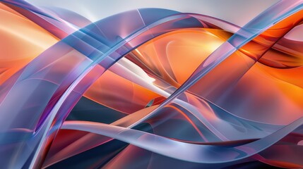 Poster - Abstract colorful swirling patterns with blue, purple, and orange hues. Abstract image 3D rendering of curve line with vibrant color. Digital art for dynamic and vibrant design. Modern art. AIG51.