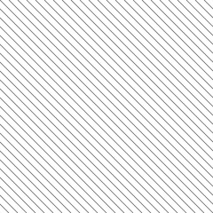 Diagonal thin black lines abstract on white background. Seamless surface pattern design with linear ornament. Angled straight stripes motif. Slanted pinstripe. Striped digital paper for print. Vector.