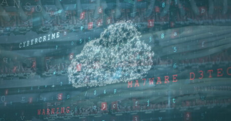 Poster - Image of cloud icon over cityscape