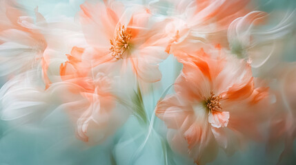 background with beautiful blooming flowers, motion blur effect