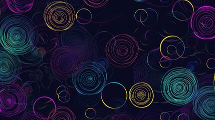 Poster - Abstract flowing light waves in orange and purple tones. Background image of circle glowing light with abstract red and blue color with dark background. Digital art for modern and fluid design. AIG51.
