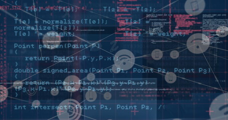 Aufkleber - Image of digital interface and network of connections over hacker